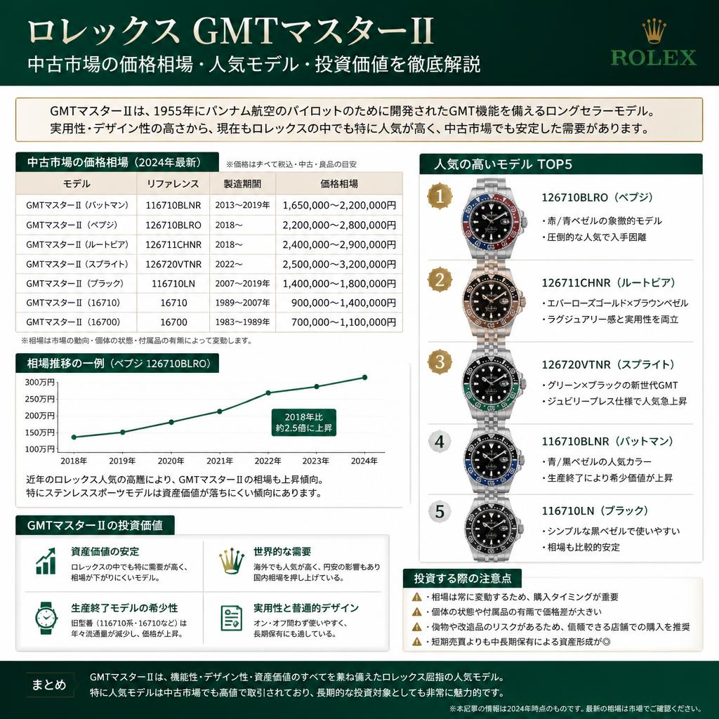 中古市場におけるロレックス GMTマスターⅡの価値