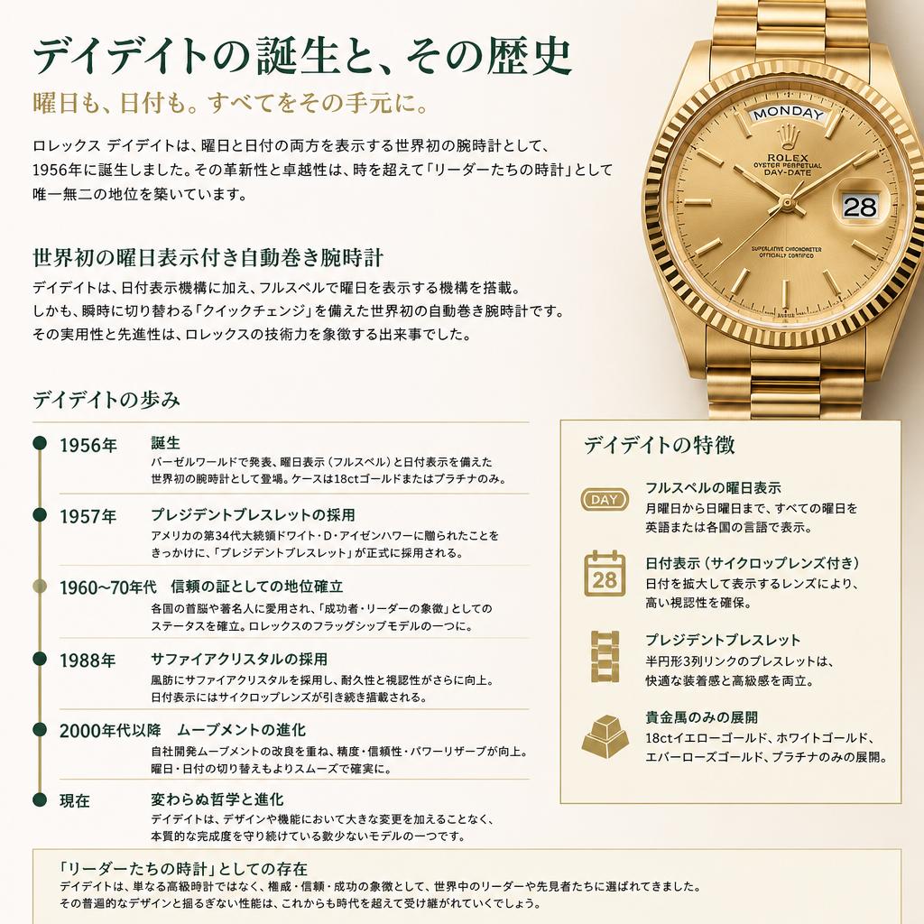 ロレックス・デイデイトの誕生と進化