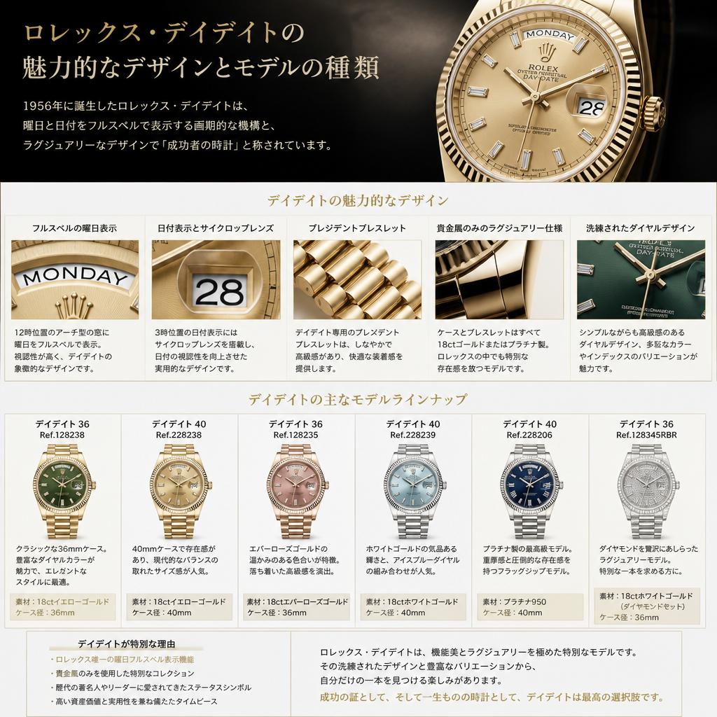 デイデイトの特徴とモデルバリエーション