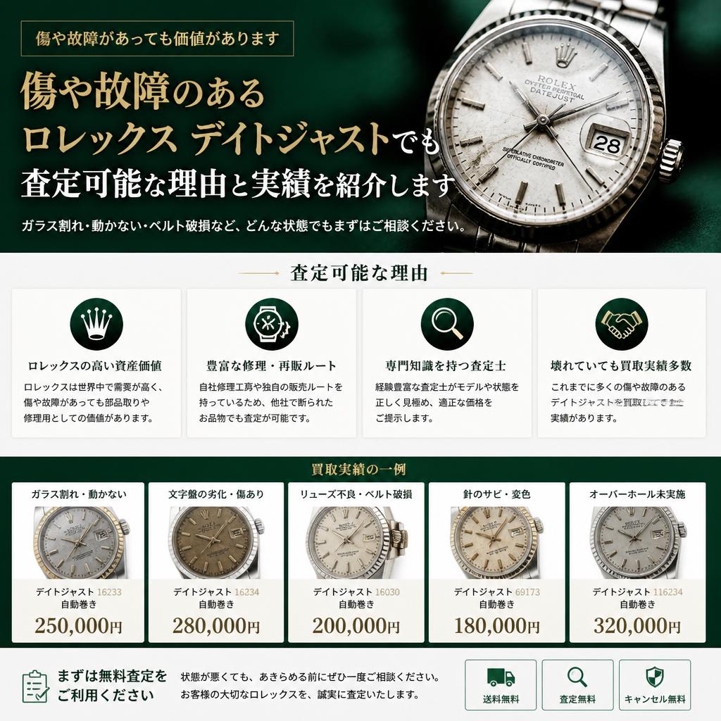 5. 故障や傷がある時計の買取実績