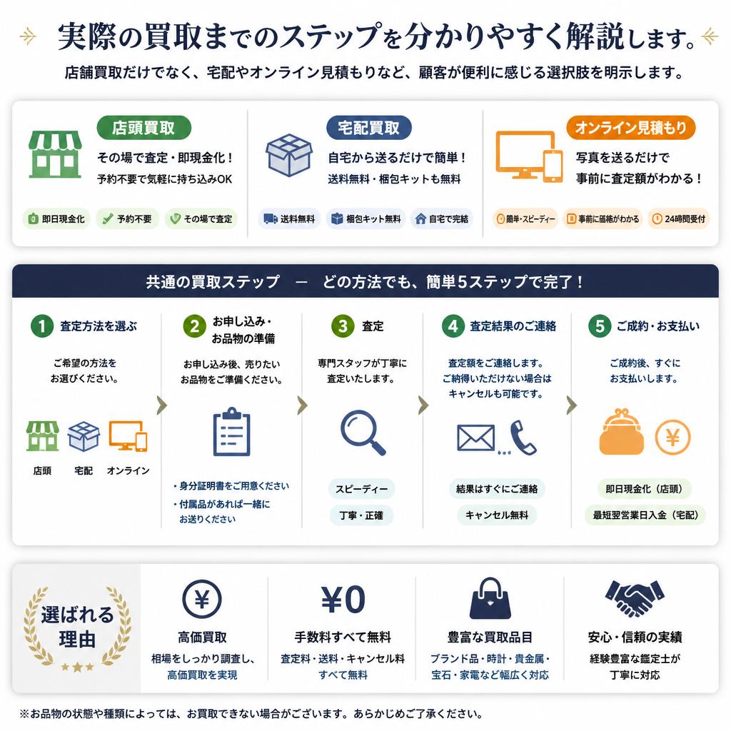 買取までの流れ：簡単・スムーズなプロセス